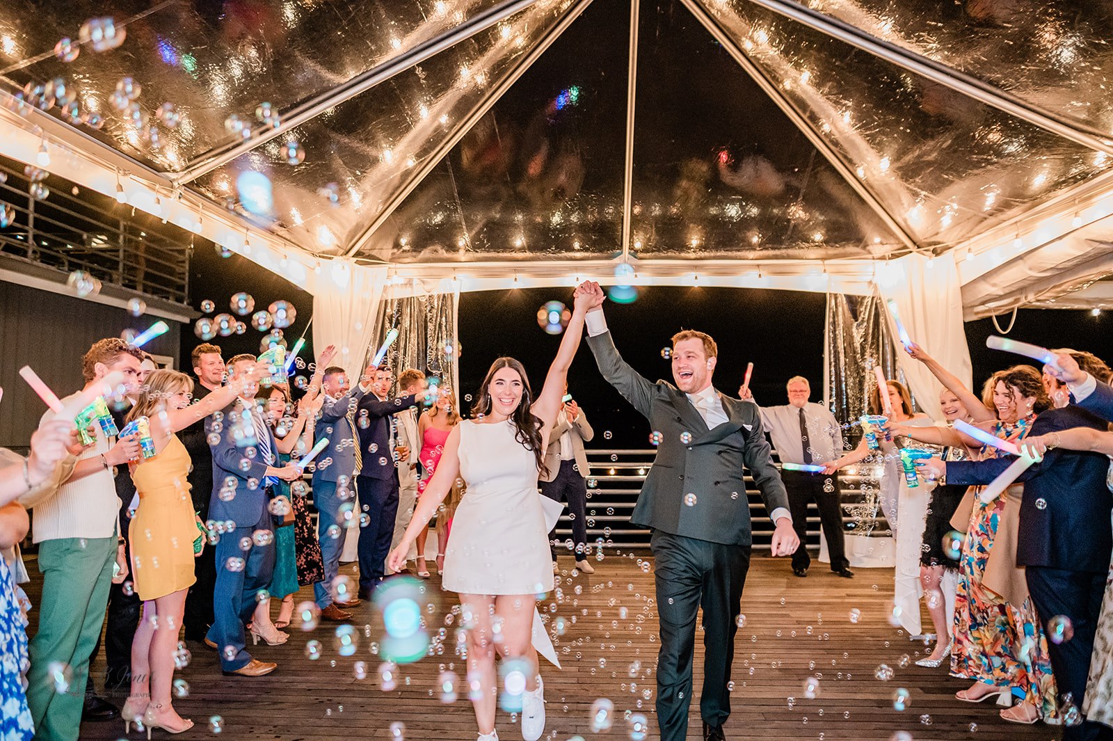 Evening Wedding send off at Rays Boathouse on the seattle waterfront
